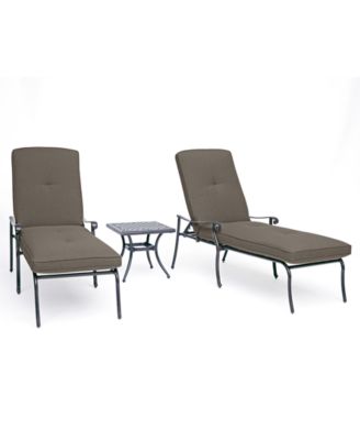 Agio - Chateau Outdoor Aluminum 3-Pc. Chaise Set (2 Chaise Lounge & 1 End Table) with Outdoor Cushions
