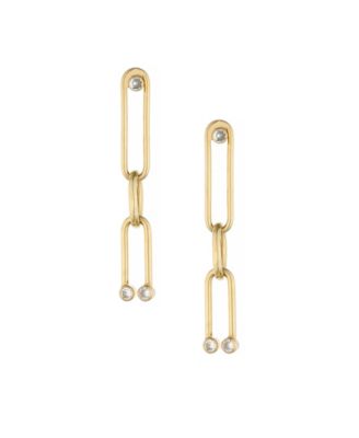 ETTIKA - 18k Gold-Plated Cubic Zirconia Linked Linear Drop Earrings