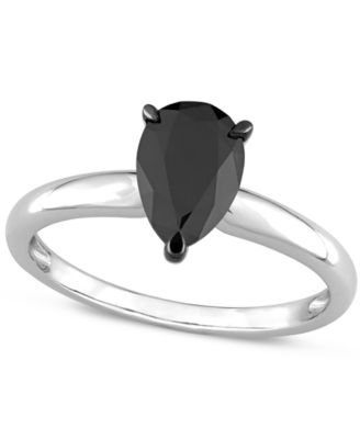 Macy's - Black Diamond Pear Solitaire Engagement Ring (1 ct. t.w.) in 14k Gold