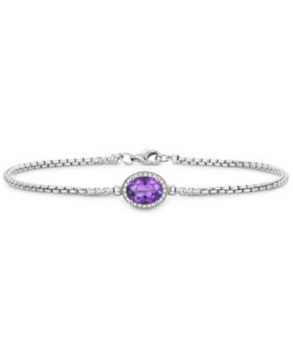 Macy's - Amethyst (1-1/10 ct. t.w.) & Lab-Created White Sapphire (1/10 ct. t.w.) Halo Link Bracelet in Sterling Silver (Also in Blue Topaz, Citrine & Mystic Topaz)
