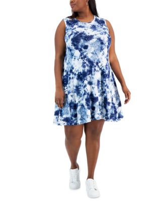 Style & Co - Plus Size Tie-Dyed Sleeveless Flip-Flop Dress