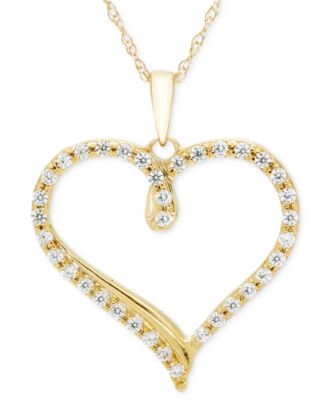 Macy's - Diamond Heart 18" Pendant Necklace (1/4 ct. t.w.)