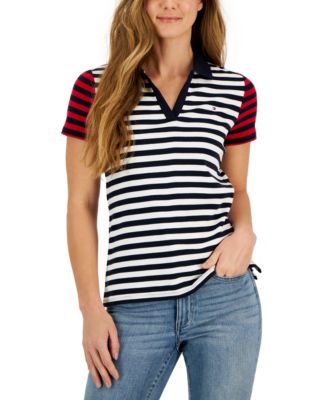 Tommy Hilfiger - Women's Colorblocked Striped Johnny Collar Polo