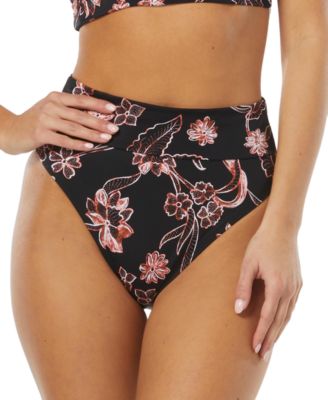 SUNDAZED - Women's Cora Printed High Waist Bikini Bottoms