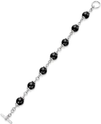 Macy's - Onyx (10mm) Beaded Bracelet in Sterling Silver