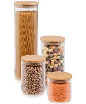 Honey Can Do - 4-Pc. Glass & Bamboo Canister Set