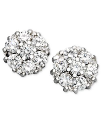 Macy's - Diamond Flower Cluster Stud Earrings in 14k White Gold (1/2 ct. t.w.)