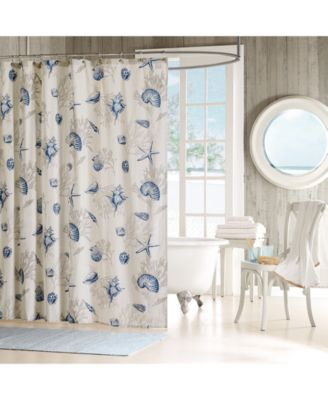 Madison Park - Bayside Cotton 72" x 72" Seashell-Print Shower Curtain