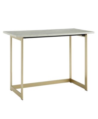 Walker Edison - 42 inch Faux Marble Desk with White Top and Gold Base