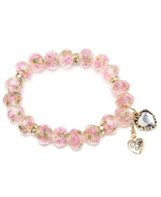 Betsey Johnson - Pink Flower Beaded Stretch Bracelet