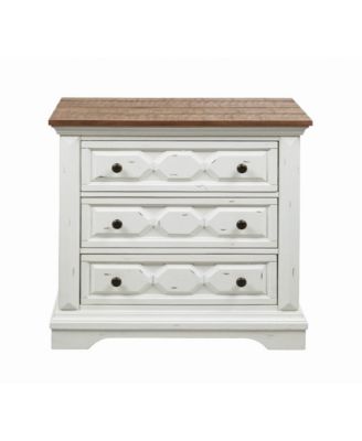 Macy's - Celeste 3-drawer Nightstand Latte and Vintage White
