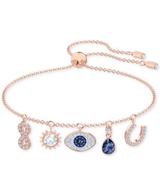 Swarovski - Rose Gold-Tone Crystal Protective Charm Bolo Bracelet