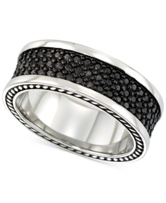 LEGACY for MEN by Simone I. Smith - Men's' Black Ion-Plated Ring in Stainless Steel