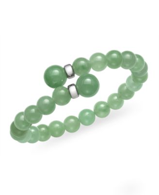 Macy's - Green Jade (16 mm) Wrap Open Bangle Bracelet in Sterling Silver