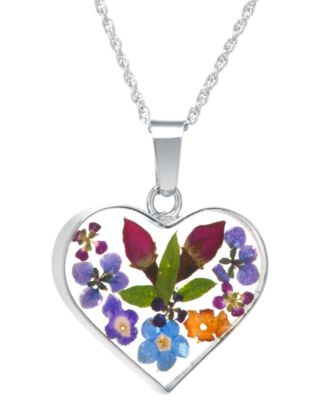 Giani Bernini - Heart Shape Dried Flower Pendant with 18" Chain in Sterling Silver
