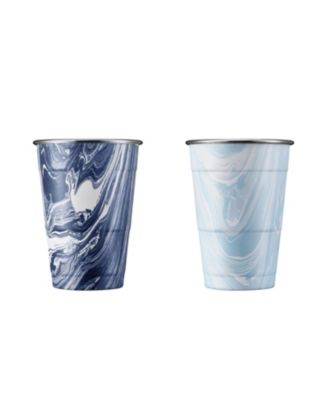 Cambridge - 2 Pack Navy and Light Blue Swirl 18 oz Party Cups