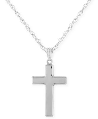 Macy's - Flat Cross Necklace Set in 14k White Or Yellow Gold