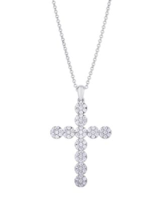 Macy's - Cubic Zirconia Cross Pendant Necklace in Fine Silver Plate