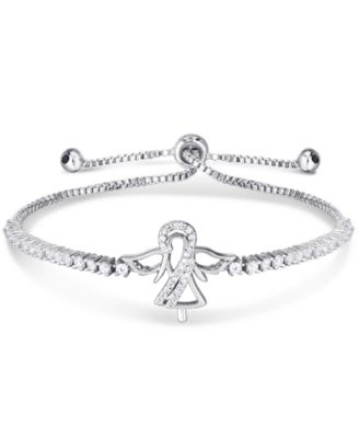 Macy's - Cubic Zirconia Angel Adjustable Slider Bolo Bracelet in Fine Silver Plate