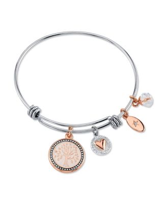 Unwritten - "My Family, My Love" Family Tree Bangle Bracelet in Stainless Steel & Rose Gold-Tone