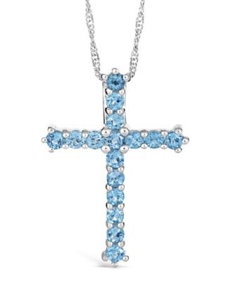 Macy's - Swiss Blue Topaz (2-3/8 ct. t.w.) Pendant Necklace in Sterling Silver