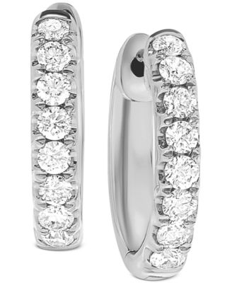 Macy's - Diamond (1/2 ct. t.w.) Small Hoop Earrings in 14k White Gold or 14k Gold, 1/2"