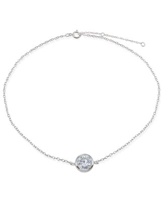 Giani Bernini - Cubic Zirconia Round Bezel Stone Ankle Bracelet in Sterling Silver or 18K Gold-Plated Sterling Silver