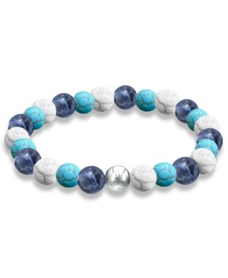 Macy's - Genuine Stone Bead Stretch Bracelet with Fine Silver Plate Bead Accent