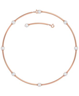 Swarovski - Rose Gold-Tone Crystal Station Choker Necklace, 15" + 2" extender