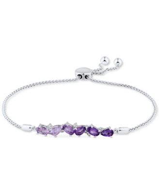 Macy's - Amethyst (1-1/5 ct. t.w.) & White Topaz (1/20 ct. t.w.) Ombr&eacute; Bolo Bracelet in Sterling Silver