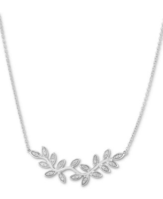 Macy's - Diamond Vine Statement Necklace (1/4 ct. t.w.) in Sterling Silver, 18" + 2" extender