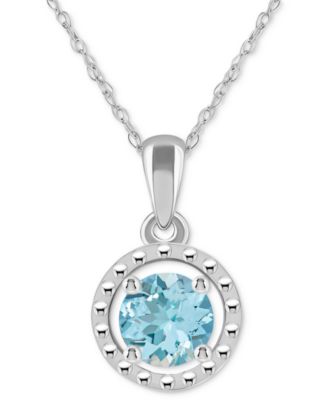 Macy's - Amethyst Bead Frame 18" Pendant Necklace (1 ct. t.w.) in 10k Gold (Also in Citrine, Aquamarine, Rhodolite Garnet, Peridot, Opal, & Blue Topaz)