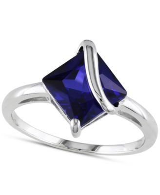 Macy's - Lab-Created Sapphire Square Swirl Ring (2-4/5 ct. t.w.) in Sterling Silver