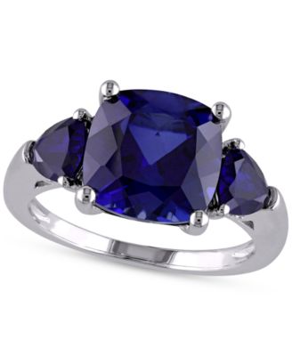 Macy's - Lab-Created Sapphire Three Stone Ring (7-1/10 ct. t.w.) in Sterling Silver