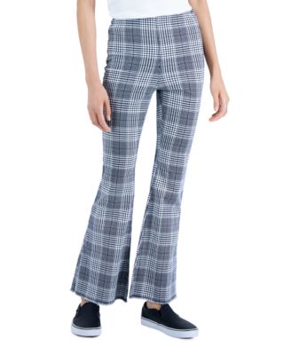 Tinseltown - Juniors' Plaid High-Rise Pull-On Flare Pants