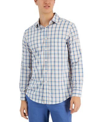 Club Room - Men's Plaid Tech Woven Button-Up Shirt
