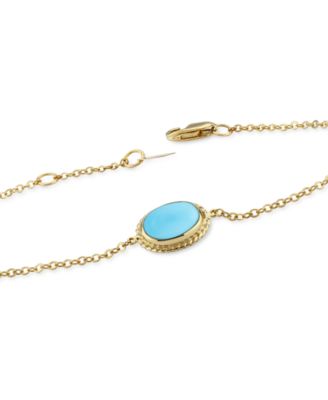 Macy's - Genuine Sleeping Beauty Turquoise Chain Bracelet in 14k Yellow Gold