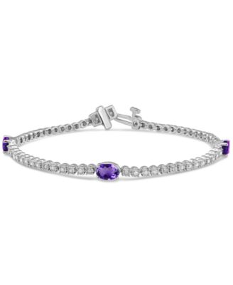 Macy's - Amethyst (1-1/4 ct. t.w.) & Diamond (1/2 ct. t.w.) Tennis Bracelet in Sterling Silver (Also in Blue Topaz, Garnet, & Citrine)
