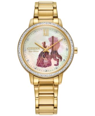 Citizen - Women's Disney Belle and Beast Gold-Tone Stainless Steel Bracelet Watch 36mm Gift Set