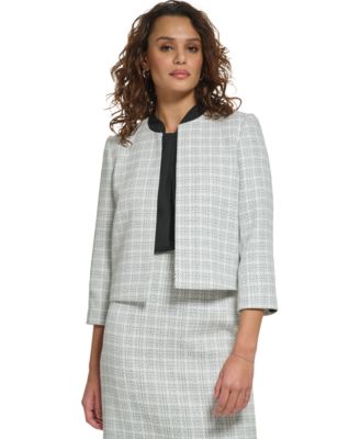 Calvin Klein - Tweed Open Front Cropped Blazer