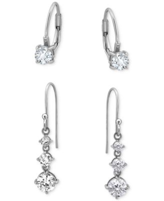 Giani Bernini - 2-Pc. Set Cubic Zirconia Leverback & Dangle Drop Earrings in Sterling Silver