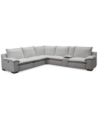 Furniture - Borsi 6-Pc. L Sectional with 3 Power Recliners & 1 Console
