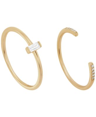 Macy's - 2-Piece Cubic Zirconia Open Stackable Ring Set (0.23 ct. t.w.) in Gold Over Sterling Silver