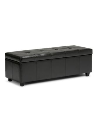Simpli Home - Bonded Leather Rectangular Storage Ottoman, Direct Ship