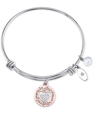 Unwritten - Two-Tone Mother & Daughter Charm Bangle Bracelet in Rose Gold-Tone and Stainless Steel