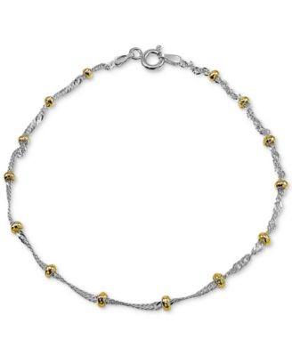 Giani Bernini - Beaded Singapore Chain Bracelet in Sterling Silver & 18k Gold-Plate