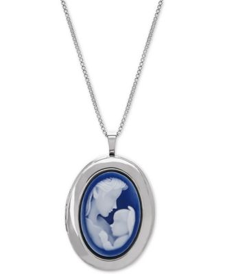 Macy's - Mother & Infant Cameo Locket 18" Pendant Necklace in Sterling Silver