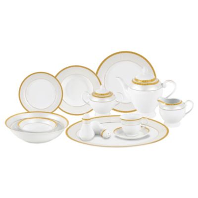 Lorren Home Trends - 57 Piece Porcelain Dinnerware Set, Service for 8