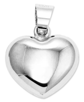 Macy's - 14k White Gold Charm, Puffed Heart Charm