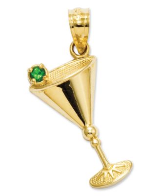 Macy's - 14k Gold Charm, Green Cubic Zirconia Accent Martini Glass Charm
